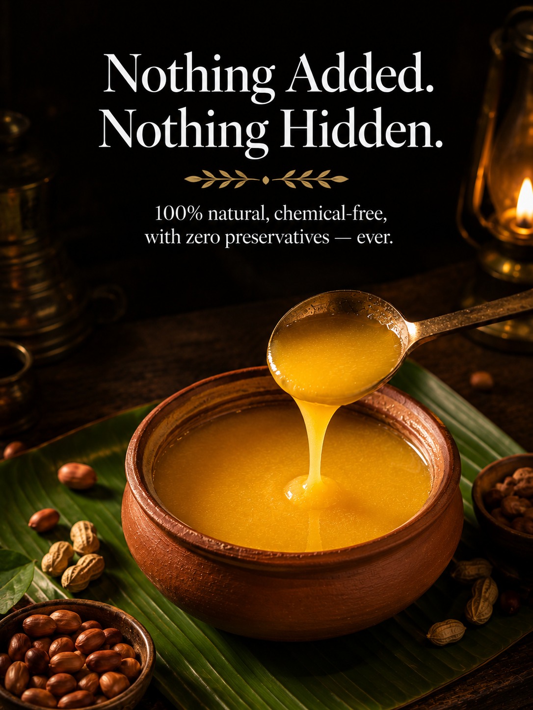 Nothing Added. Nothing Hidden. — 100% natural, chemical-free, with zero preservatives ever